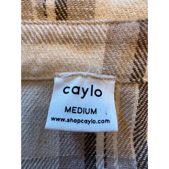 Caylo Tan Beige Oversized Flannel Size Medium - Picture 6 of 6